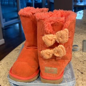 UGG Kids' Vibrant Orange Boots with Knit Bows